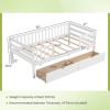Giantex Full House Bed with Drawers, Wooden Full Size Bed Frame with Cube Storage & Fence Rails, Montessori Beds for Kids Boys Girls, Bedroom, Living Room, No Box Spring Needed, Natural(White)