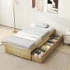 Giantex Full Size Bed Frame with 2 Storage Drawers, Solid Wood Platform Bed with Slats Support, Heavy Duty Daybed with Storage, No Box Spring Needed, Full Bed Frames for Teens Adults, White(Natural)