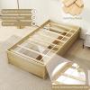 Giantex Full Size Bed Frame with 2 Storage Drawers, Solid Wood Platform Bed with Slats Support, Heavy Duty Daybed with Storage, No Box Spring Needed, Full Bed Frames for Teens Adults, White(Natural)