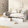 Giantex Full Size Bed Frame with 2 Storage Drawers, Solid Wood Platform Bed with Slats Support, Heavy Duty Daybed with Storage, No Box Spring Needed, Full Bed Frames for Teens Adults, White(White)