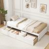 Giantex Full Size Bed Frame with 2 Storage Drawers, Solid Wood Platform Bed with Slats Support, Heavy Duty Daybed with Storage, No Box Spring Needed, Full Bed Frames for Teens Adults, White(White)
