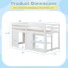Giantex Loft Bed Twin Size with LED Lights, Wooden Low Bed Frames for Kids w/2 Doors, Under-Bed Play Space & Storage Bookcase, Modern Bedframe with Ladder & Safety Guardrail for Boys Girls (Grey)(White)