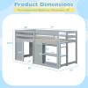 Giantex Loft Bed Twin Size with LED Lights, Wooden Low Bed Frames for Kids w/2 Doors, Under-Bed Play Space & Storage Bookcase, Modern Bedframe with Ladder & Safety Guardrail for Boys Girls (Grey)(Grey)