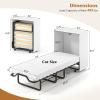 Giantex Murphy Bed Cabinet with Mattress – 74″ x 31″ Cot Size Folding Bed w/Storage, Metal Frame & Lockable Rolling Wheels, Space-Saving Roll Away Beds with Mattresses for Adults Guests (White)(White)