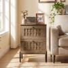 Giantex Night Stand Set 2, Mid Century Modern Sofa End Bedside Table w/2 Woven Storage Drawers & Raised Metal Support Legs, Wood Side Table for Bedroom Home Office, Rustic Oak(1)