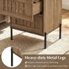 Giantex Night Stand Set 2, Mid Century Modern Sofa End Bedside Table w/2 Woven Storage Drawers & Raised Metal Support Legs, Wood Side Table for Bedroom Home Office, Rustic Oak(2)