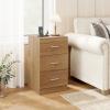Giantex Night Stand Set 2 with Charging Station, 26’’ Tall Side End Table w/3 Storage Drawers, Wooden Nightstand Chest of Drawers, Wood Dresser for Bedroom Office (2, Natural)(Natural)