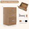 Giantex Night Stand Set 2 with Charging Station, 26’’ Tall Side End Table w/3 Storage Drawers, Wooden Nightstand Chest of Drawers, Wood Dresser for Bedroom Office (2, Natural)(Natural)