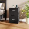 Giantex Night Stand Set 2 with Charging Station, 26’’ Tall Side End Table w/3 Storage Drawers, Wooden Nightstand Chest of Drawers, Wood Dresser for Bedroom Office (2, Natural)(Black)