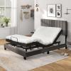 Giantex Queen Size Platform Bed Frame, Box Spring Needed, Modern Upholstered Mattress Foundation with Linen Fabric Headboard, Solid Wood Legs, No Slatted Bed Frame for Adjustable Bed Base, Gray