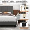 Giantex Queen Size Platform Bed Frame, Box Spring Needed, Modern Upholstered Mattress Foundation with Linen Fabric Headboard, Solid Wood Legs, No Slatted Bed Frame for Adjustable Bed Base, Gray