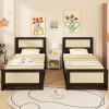 Giantex Rattan Bed Frame with 2 Storage Drawers, Twin Size Boho Platform Beds w/Headboard & Footboard, Wood Mattress Foundation, Twin Bed Frames for Kids Adults, No Box Spring Needed (White, Twin)(Espresso)