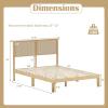 Giantex Rattan Twin Bed Frames for Kids, Boho Platform Bed with Natural Wicker Headboard, Solid Wood Foundation & Support Slats, Under-Bed Storage, Twin Size Bedframe for Adults, No Box Spring Needed(Full)
