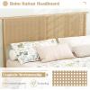 Giantex Rattan Twin Bed Frames for Kids, Boho Platform Bed with Natural Wicker Headboard, Solid Wood Foundation & Support Slats, Under-Bed Storage, Twin Size Bedframe for Adults, No Box Spring Needed(Queen)