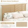 Giantex Rattan Twin Bed Frames for Kids, Boho Platform Bed with Natural Wicker Headboard, Solid Wood Foundation & Support Slats, Under-Bed Storage, Twin Size Bedframe for Adults, No Box Spring Needed(Full)