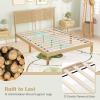 Giantex Rattan Twin Bed Frames for Kids, Boho Platform Bed with Natural Wicker Headboard, Solid Wood Foundation & Support Slats, Under-Bed Storage, Twin Size Bedframe for Adults, No Box Spring Needed(Queen)