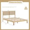 Giantex Rattan Twin Bed Frames for Kids, Boho Platform Bed with Natural Wicker Headboard, Solid Wood Foundation & Support Slats, Under-Bed Storage, Twin Size Bedframe for Adults, No Box Spring Needed(Queen)