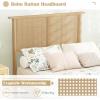 Giantex Rattan Twin Bed Frames for Kids, Boho Platform Bed with Natural Wicker Headboard, Solid Wood Foundation & Support Slats, Under-Bed Storage, Twin Size Bedframe for Adults, No Box Spring Needed(Twin)