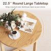 Giantex Round Side Table Set of 2, Sofa Couch End Table w/Wood Legs, Farmhouse Circle Nightstand for Small Spaces, Compact Accent Bedside Night Stand for Living Room Bedroom, Easy Assembly (Natural)(Natural)