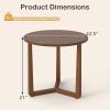 Giantex Round Side Table Set of 2, Sofa Couch End Table w/Wood Legs, Farmhouse Circle Nightstand for Small Spaces, Compact Accent Bedside Night Stand for Living Room Bedroom, Easy Assembly (Natural)(Walnut)