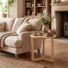 Giantex Round Side Table Set of 2, Sofa Couch End Table w/Wood Legs, Farmhouse Circle Nightstand for Small Spaces, Compact Accent Bedside Night Stand for Living Room Bedroom, Easy Assembly (Natural)(Natural)