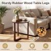Giantex Round Side Table Set of 2, Sofa Couch End Table w/Wood Legs, Farmhouse Circle Nightstand for Small Spaces, Compact Accent Bedside Night Stand for Living Room Bedroom, Easy Assembly (Natural)(Walnut)