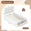 Giantex Twin Bed Frames for Kids with Storage Drawers, Wood Platform Bed with Headboard, Solid Mattress Foundation w/Wooden Slat Support & Enclosed Base, No Box Spring Needed (White, Twin)(White)
