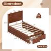 Giantex Twin Bed Frames for Kids with Storage Drawers, Wood Platform Bed with Headboard, Solid Mattress Foundation w/Wooden Slat Support & Enclosed Base, No Box Spring Needed (White, Twin)(Walnut)