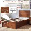 Giantex Twin Bed Frames for Kids with Storage Drawers, Wood Platform Bed with Headboard, Solid Mattress Foundation w/Wooden Slat Support & Enclosed Base, No Box Spring Needed (White, Twin)(Walnut)