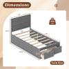 Giantex Twin Bed Frames for Kids with Storage Drawers, Wood Platform Bed with Headboard, Solid Mattress Foundation w/Wooden Slat Support & Enclosed Base, No Box Spring Needed (White, Twin)(Grey)