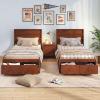 Giantex Twin Bed Frames for Kids with Storage Drawers, Wood Platform Bed with Headboard, Solid Mattress Foundation w/Wooden Slat Support & Enclosed Base, No Box Spring Needed (White, Twin)(Walnut)