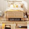 Giantex Twin Bed with 2 Storage Drawers, Wood Platform Bed with Headboard & Footboard, Wooden Slats Support Mattress Foundation, Twin Bed Frames for Kids Teens Adults, No Box Spring Needed (Grey)(Natural)