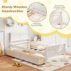 Giantex Twin Bed with 2 Storage Drawers, Wood Platform Bed with Headboard & Footboard, Wooden Slats Support Mattress Foundation, Twin Bed Frames for Kids Teens Adults, No Box Spring Needed (Grey)(White)