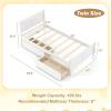 Giantex Twin Bed with 2 Storage Drawers, Wood Platform Bed with Headboard & Footboard, Wooden Slats Support Mattress Foundation, Twin Bed Frames for Kids Teens Adults, No Box Spring Needed (Grey)(White)