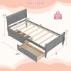 Giantex Twin Bed with 2 Storage Drawers, Wood Platform Bed with Headboard & Footboard, Wooden Slats Support Mattress Foundation, Twin Bed Frames for Kids Teens Adults, No Box Spring Needed (Grey)(Grey)