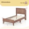 Giantex Wood Full Size Bed Frame with Upholstered Headboard, Mid-Century Platform Bed w/Wooden Slat Support Mattress Foundation, Slatted Footboard, Under-Bed Storage Space, No Box Spring Needed, Oak(Walnut)