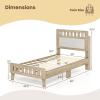 Giantex Wood Full Size Bed Frame with Upholstered Headboard, Mid-Century Platform Bed w/Wooden Slat Support Mattress Foundation, Slatted Footboard, Under-Bed Storage Space, No Box Spring Needed, Oak(Rustic Oak)