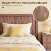 Giantex Wood Full Size Bed Frame with Upholstered Headboard, Mid-Century Platform Bed w/Wooden Slat Support Mattress Foundation, Slatted Footboard, Under-Bed Storage Space, No Box Spring Needed, Oak(Walnut)