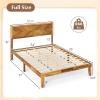 Giantex Wood Queen Size Bed Frame with Headboard, Acacia Platform Bed w/12 Slats Support, Under-Bed Space, Wooden Mattress Foundation, No Box Spring Needed(Full)