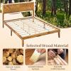 Giantex Wood Queen Size Bed Frame with Headboard, Acacia Platform Bed w/12 Slats Support, Under-Bed Space, Wooden Mattress Foundation, No Box Spring Needed(Queen)
