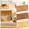 Giantex Wood Queen Size Bed Frame with Headboard, Acacia Platform Bed w/12 Slats Support, Under-Bed Space, Wooden Mattress Foundation, No Box Spring Needed(Queen)