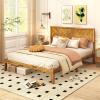 Giantex Wood Queen Size Bed Frame with Headboard, Acacia Platform Bed w/12 Slats Support, Under-Bed Space, Wooden Mattress Foundation, No Box Spring Needed(Queen)