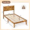 Giantex Wood Queen Size Bed Frame with Headboard, Acacia Platform Bed w/12 Slats Support, Under-Bed Space, Wooden Mattress Foundation, No Box Spring Needed(Twin)