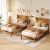 Giantex Wood Queen Size Bed Frame with Headboard, Acacia Platform Bed w/12 Slats Support, Under-Bed Space, Wooden Mattress Foundation, No Box Spring Needed(Twin)