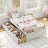 Giantex Full Size Bed Frame with 2 Storage Drawers, Solid Wood Platform Bed with Slats Support, Heavy Duty Daybed with Storage, No Box Spring Needed, Full Bed Frames for Teens Adults, White(White)