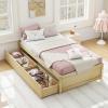 Giantex Full Size Bed Frame with 2 Storage Drawers, Solid Wood Platform Bed with Slats Support, Heavy Duty Daybed with Storage, No Box Spring Needed, Full Bed Frames for Teens Adults, White(Natural)