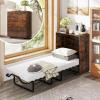 Giantex Murphy Bed Cabinet with Mattress – 74″ x 31″ Cot Size Folding Bed w/Storage, Metal Frame & Lockable Rolling Wheels, Space-Saving Roll Away Beds with Mattresses for Adults Guests (White)(Rustic Brown)