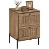 Giantex Night Stand Set 2, Mid Century Modern Sofa End Bedside Table w/2 Woven Storage Drawers & Raised Metal Support Legs, Wood Side Table for Bedroom Home Office, Rustic Oak(1)