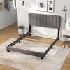 Giantex Queen Size Platform Bed Frame, Box Spring Needed, Modern Upholstered Mattress Foundation with Linen Fabric Headboard, Solid Wood Legs, No Slatted Bed Frame for Adjustable Bed Base, Gray
