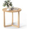 Giantex Round Side Table Set of 2, Sofa Couch End Table w/Wood Legs, Farmhouse Circle Nightstand for Small Spaces, Compact Accent Bedside Night Stand for Living Room Bedroom, Easy Assembly (Natural)(Natural)